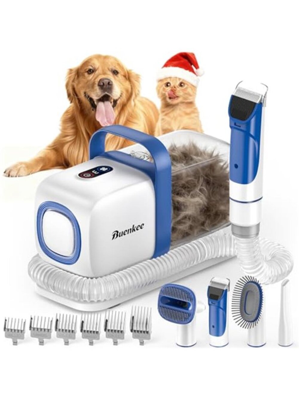 Dog Grooming Vacuum Kit 15000Pa Clipper Shedding Brush 2L White